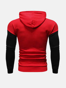 Men's <b>Red</b> Hooded Sweatshirt Slim Fit Casual Autumn Wear Long Sleeve Knitted <b>Hoodie</b> with Pocket - Product Image 2