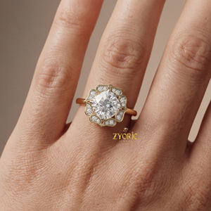 Vintage Luxury <b>Cushion</b> Cut Lab Grown Diamond VVS2 Clarity 1 CT Engagement Ring 925 Silver Halo <b>Flower</b> Style Wedding Party Women - Product Image 4