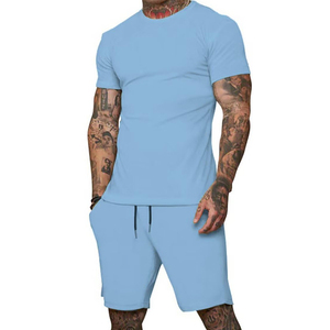 Conjunto Deportivo de 2 Piezas para Hombre, Camiseta y Pantalones Cortos Deportivos de Algodón Transpirable, con Logotipo Personalizado al por Mayor, Novedad de Verano - Product Image 2