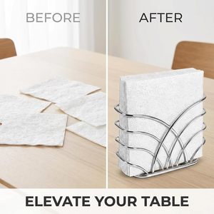 Porta Servilletas Cromado Vertical, Dispensador Decorativo de Toallas de Papel Metálico Ondulado, Soporte de Mesa para Servilletas de Cóctel, Organizador de Mesa para Comedor - Product Image 5