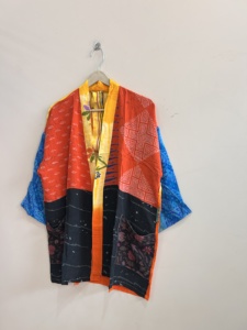 Robe kimono courte en soie pour femme, peignoir vintage, tenue d'été - Product Image 3