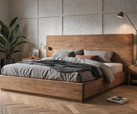 Lit à sommier en bois minimaliste nordique - Cadre en bois massif, hauteur réglable, écologique, durable, gain de place pour la chambre