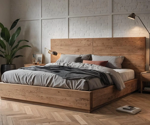 Nordic Minimalist Wooden <b>Box</b> Spring <b>Bed</b>-<b>Solid</b> <b>Wood</b> Frame Adjustable Height Eco-Friendly Durable Space Saving for Bedroom - Product Image 4