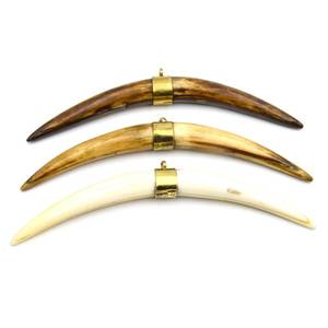 Vintage Animal Horn Pendant Gold Plated Unisex Jewelry Set Ecofriendly Craftsmanship men women neck wear <b>locket</b> - Product Image 2