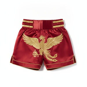 Shorts en soie avec broderie personnalisée, unisexe, taille standard, vêtements d'arts martiaux - Product Image 1
