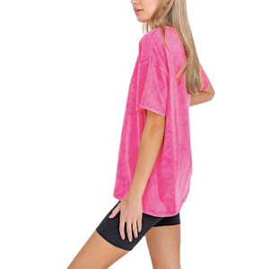 Camiseta de Algodón Vintage para Mujer, Estilo Casual, Holgada, Transpirable, de Secado Rápido, con Lavado Ácido, Personalizable, Precio al por Mayor con OEM - Product Image 5