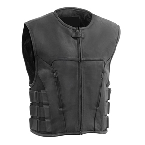 Chaleco de Motocicleta Personalizado de Alta Calidad para Hombre, Chaquetas de Cuero Auténtico sin Mangas Desmontables y Ensamblables, Chalecos de Piel de Vaca Negra - Product Image 1