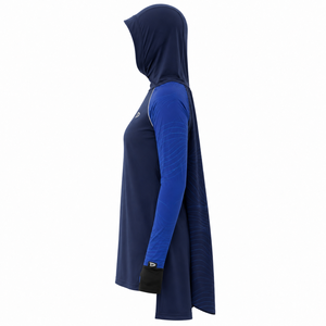 Womens Modest <b>Swimming</b> Suit <b>Top</b> Integrated Swim Hijab UPF 50+ Long Sleeve Rash Guard Quick Dry Full Coverage Front Logo 100% - Product Image 3