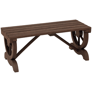 Banc de jardin en bois rustique de style campagnard pour 2 personnes, capacité de 550 lb, design roue de chariot, pour véranda, patio, jardin, parc - Product Image 1