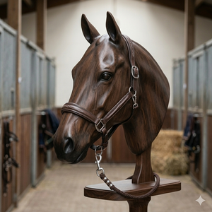 ZEN HORSE WORLD Elegant Premium Leather Horse <b>Halters</b> Durable and Stylish with Decorative Leaf Stitching Horse Care Accessory - Product Image 2
