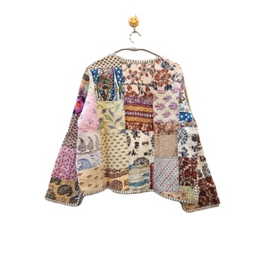 Indian Handmade Vintage Soft Cotton Best Quality <b>Lightweight</b> Spring <b>Summer</b> Autumn <b>Women</b> Quilted <b>Jacket</b> Reversible Eco-Friendly - Product Image 6