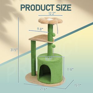 Torre per Gatti a Più Livelli da 33 Pollici con Posatoio Curvo e Cuccia Imbottita per Gattini, Ideale per Arrampicarsi - Product Image 4
