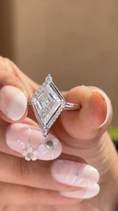 Anillo Clásico Romántico de Doble Banda con Diamante Moissanite Corte Cometa para Mujer, Plata 925 Original, Joyería Fina para Regalo de Boda o Fiesta - Product Image 4