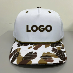 High Quality Print Camo Brim Perforated Cap 3D Embroidered Logo <b>Waterproof</b> Polyester Laser Cut Hole <b>Hat</b> with Rope Sports Gorras - Product Image 1
