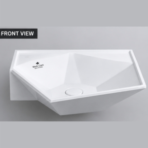 Lavabo mural moderne en céramique, forme pentagone, capacité 9L, montage monotrou, pour salle de bain d'hôpital, garantie 2 ans - Product Image 5