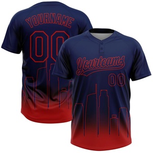 Camiseta de Softbol Azul Rey y Roja de Grado Comercial, 160 GSM, Poliéster Transpirable, Logotipo Personalizado, Nombre del Equipo, Número, Fabricante - Product Image 1