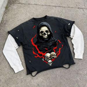 Sudadera con Capucha de Doble Capa de Forro Polar, Estilo Vintage, Corte Regular, Algodón Lavado, Ropa Urbana de Invierno, Prendas Personalizadas OEM - Product Image 1