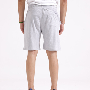Shorts en coton gris uni pour homme, taille mi-haute, cordon élastique, décontracté, respirant, tricoté, ensemble de shorts pour homme - Product Image 3