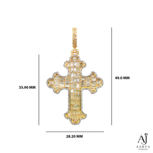 Baguette Cut Moissanite <b>Cross</b> <b>Pendant</b> 925 Sterling Silver Rhodium Plated Unisex Charm Jewelry for Everyday Wear - Product Image 3