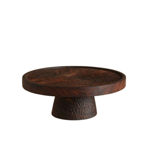 Support à gâteau rustique en bois massif, plateau rond pour desserts, présentoir à gâteau en bois écologique pour mariage et anniversaire - Product Image 2