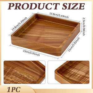 Plateau carré en bois Hanobe : Petit plateau carré en bois brûlé, plateau de service style ferme pour table basse, porte-bougie rustique - Product Image 2
