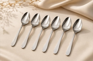 Cuillères à soupe en acier inoxydable, ustensiles de service alimentaire, équipement de cuisine d'hôtel, accessoires de restauration, matériel de traiteur - Product Image 3