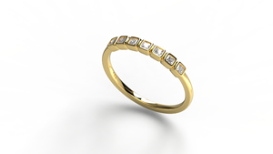 Bague de fiançailles de luxe en or 18 carats avec diamant taille princesse, sertie de sept pierres, fine et empilable pour femme - Product Image 2
