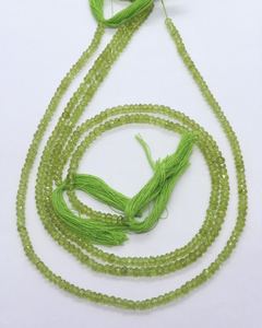 Perles de péridot naturel facettées en forme de rondelle 3,5-4 mm, perles de pierres précieuses facettées en péridot pour la fabrication de bijoux, fournisseur en gros, 13 pouces en vrac - Product Image 2