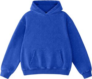 Sudadera con Capucha Azul para Hombre, Tendencia 2026, Corte Regular, Felpa, Informal, Color Sólido, con Bolsillo, Estilo Tejido, para Otoño - Product Image 1