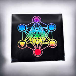 Posavasos de obsidiana negra de calidad superior a granel, pegatina 3D de Geometría Sagrada, placas decorativas para el hogar Feng Shui talladas, Material de piedras preciosas - Product Image 2