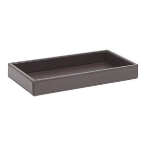Brown Crocodile Texture Decorative Serving <b>Tray</b> Handmade Luxury Accent <b>Tray</b> with Raised Border and <b>Side</b> Handles for Coffee <b>Table</b> - Product Image 6