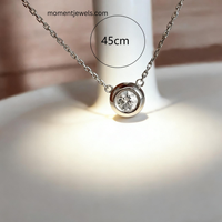 Collier minimaliste rond en zircon serti, argent sterling 925 plaqué or 18 carats, bijoux élégants et simples pour femmes, cadeau