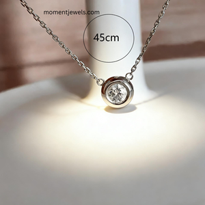 Collier minimaliste rond en zircon serti, argent sterling 925 plaqué or 18 carats, bijoux élégants et simples pour femmes, cadeau - Product Image 3
