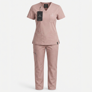 Tenues chirurgicales unisexes à manches courtes pour hôpitaux, costumes pour médecins, uniformes d'infirmières, détection d'aiguilles tissées, polyester et coton personnalisés - Product Image 1