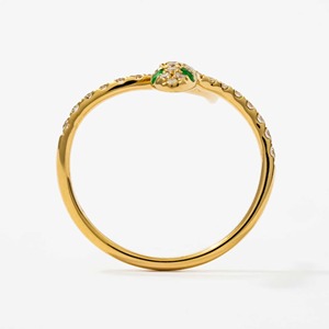 Anillo de Serpiente de Oro Amarillo de 14K con Esmeralda de 0.37 Ct y Diamante Cultivado en Laboratorio de Corte Redondo F VS2, Joyería de Compromiso de Oro Blanco - Product Image 6