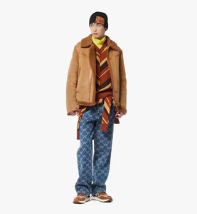 MCM <b>Sheepskin</b> Shearling Leather <b>Jacket</b> <b>Men</b>, Brown Aviator B3 Style Coat, Luxury Winter Shearling <b>Jacket</b> - Product Image 3