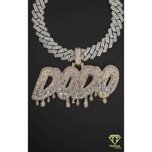 Moissanite "DODO" Pendant Custom Bubble Letter Necklace Luxury Hip Hop Jewelry <b>Iced</b> <b>Out</b> <b>Chain</b> For Men - Product Image 1