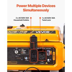 Générateur portable à double carburant 4650W en pointe essence et 4130W en pointe GPL, prises 20A 50A avec capteur de CO, démarrage électrique de secours pour la maison - Product Image 5