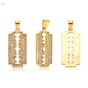 Colgante de Cuchilla de Afeitar de Moissanita Iced Out, Chapado en Oro Amarillo, Amuletos Hip Hop, Joyería Temática para Uso Diario, Colgante Personalizado para Rapper - Product Image 2