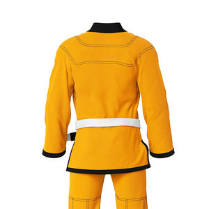 ชุดยูโดแบบทอสองชั้น ชุดบราซิลเลียนยิวยิตสู คุณภาพสูง สีเหลืองซักแล้ว แถบสีดำ ชุดคาราเต้ ชุดศิลปะการต่อสู้ - Product Image 5