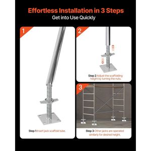 Piedini di Livellamento Regolabili 46,2 cm, Altezza Regolabile, Capacità di Carico 1500 kg, Piedini per Ponteggi a C Solidi, Componenti per Impalcature e Scale - Product Image 4