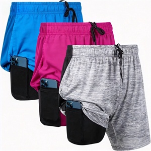 Shorts d'entraînement pour hommes, haute élasticité, séchage rapide, respirants, pour yoga, course à pied, fitness, taille XL, design faux deux pièces - Product Image 6