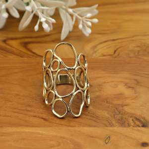 Gold Bubble <b>Ring</b> <b>Statement</b> Cocktail Lattice Open Work Bold Geometric Gift for Her, Bohemian Artisan <b>Ring</b> - Product Image 1