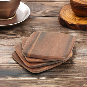 Acacia Wooden Coasters, One Size, Natural Wooden Tea Cup Coaster Coffee Drinks <b>Placemat</b> - Product Image 6