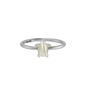 Bague empilable en argent sterling 925 plaqué platine, sertie de perles en forme de tortue, fantaisie, tendance, élégante, pour mariage - Product Image 4