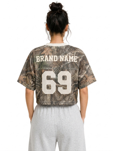 Maillot de football américain personnalisé en maille camouflage Real Tree, impression numérique personnalisée, streetwear, t-shirts camouflage, tee-shirt de football - Product Image 2