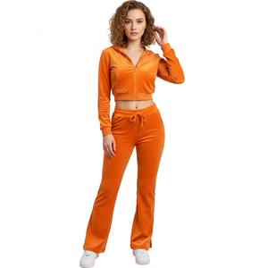 Conjunto de Sudadera con Capucha Antibacteriana para Mujer, Invierno 2025, Chaqueta Corta con Bolsillos con Cremallera, Traje Deportivo de Terciopelo, Conjunto de Dos Piezas - Product Image 3