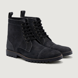 Bottes Formelles de Haute Qualité pour Hommes, en Daim Gris Élégant, en Cuir Véritable, Semelle en Caoutchouc Antidérapante avec Talon, Vente en Gros OEM - Product Image 1