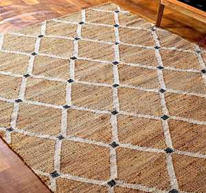 Tapis en jute naturel tissé à la main |   Tapis d'intérieur à motif abstrait moderne |   Tapis de sol en chanvre écologique et adapté aux animaux domestiques, salon, chambre à coucher - Product Image 5