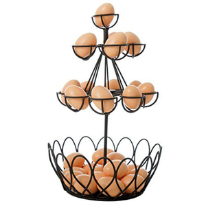 Porta Huevos Espiral Metálico Vintage con Cesta de Almacenamiento Inferior, Organizador de Cocina Estilo Rústico para Huevos Frescos - Product Image 1